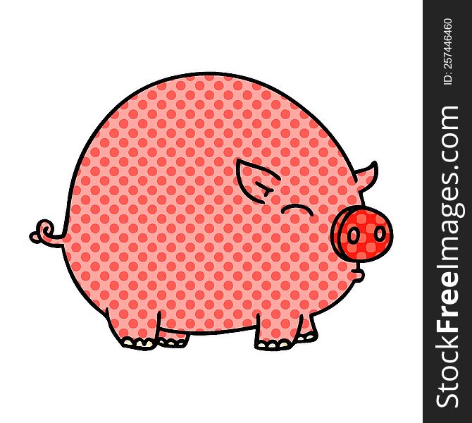 Quirky Comic Book Style Cartoon Pig