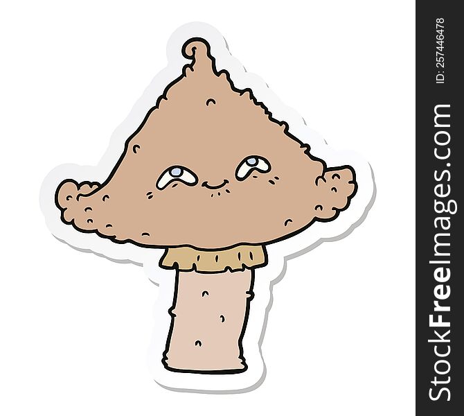 Sticker Of A Cartoon Mushroom With Face