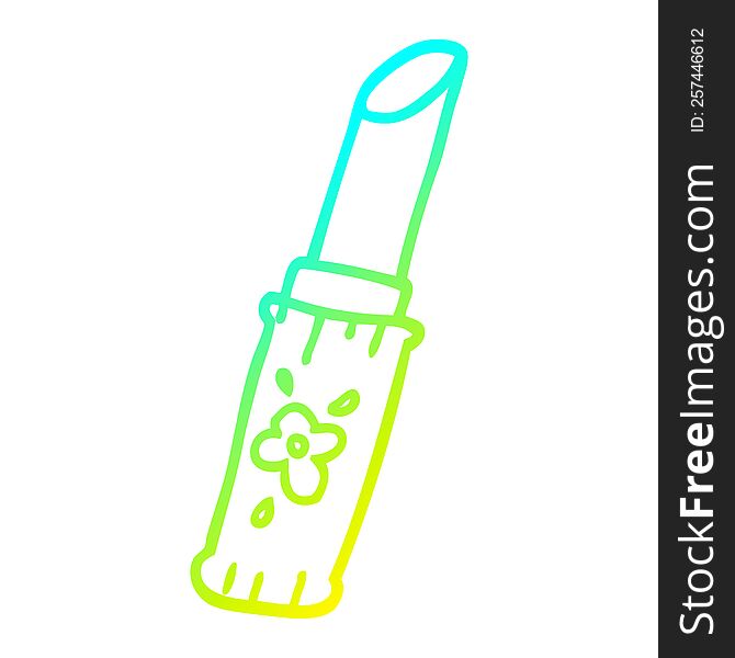 cold gradient line drawing of a cartoon lipstick