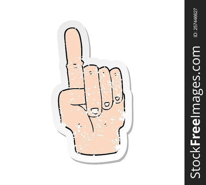 retro distressed sticker of a cartoon pointing hand