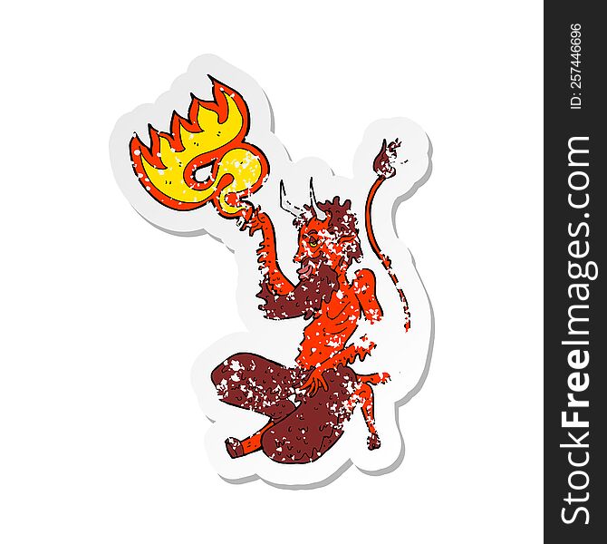 retro distressed sticker of a cartoon traditional devil