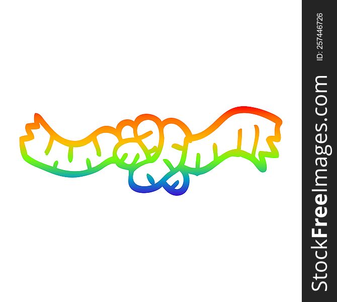 rainbow gradient line drawing of a cartoon rope knot