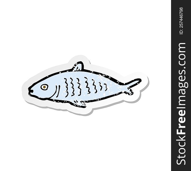 retro distressed sticker of a cartoon fish