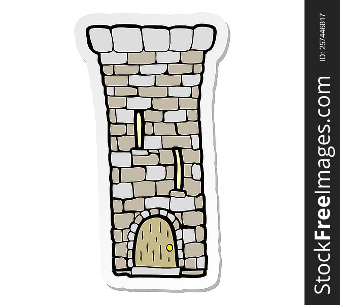 sticker of a cartoon old castle tower