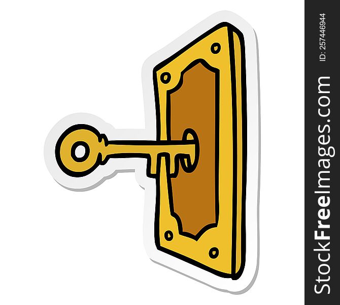 hand drawn sticker cartoon doodle of a door handle