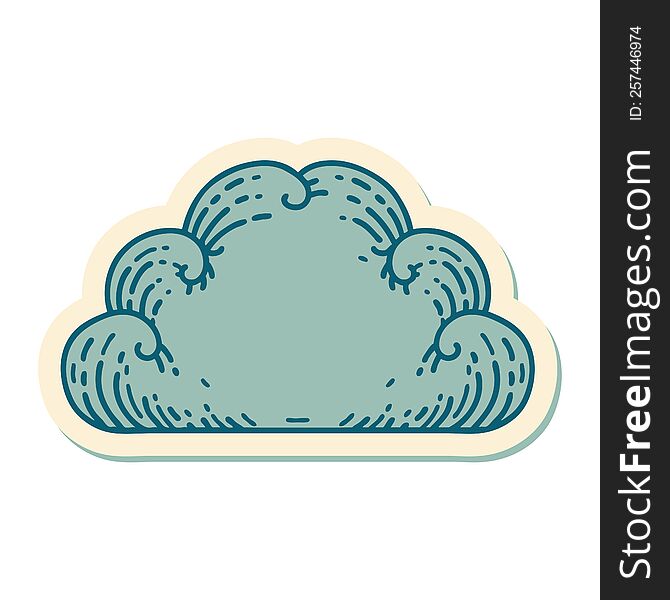 Tattoo Style Sticker Of A Cloud