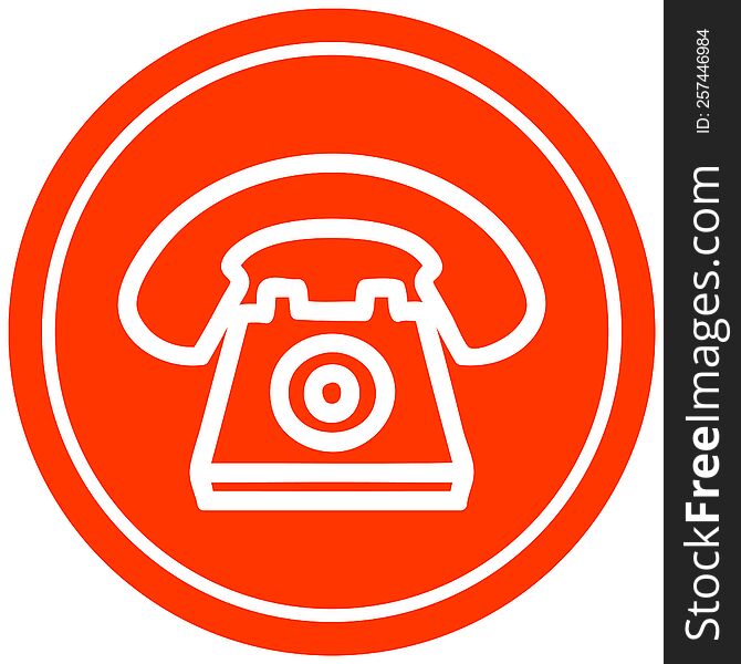 old telephone circular icon symbol