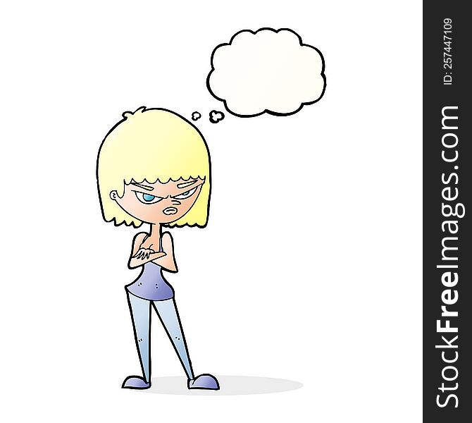 Cartoon Angry Woman With Thought Bubble