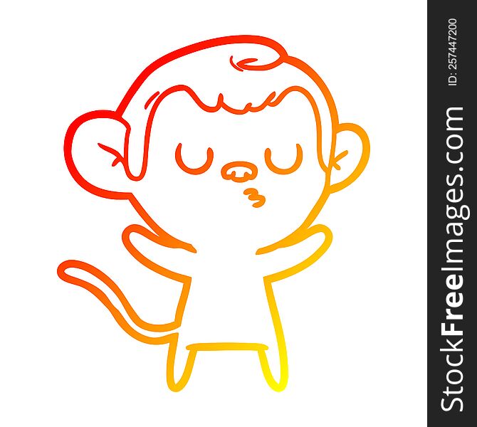 Warm Gradient Line Drawing Cartoon Monkey