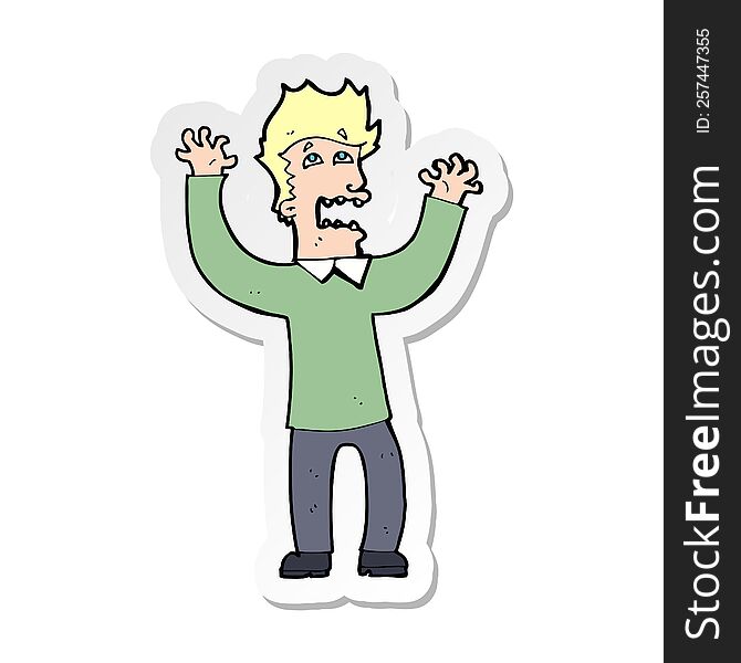 Sticker Of A Cartoon Terrified Man