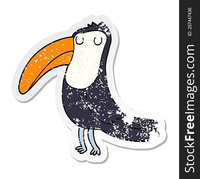 distressed sticker of a cartoon toucan