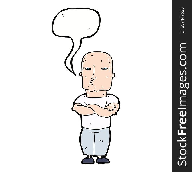 cartoon tough guy with speech bubble