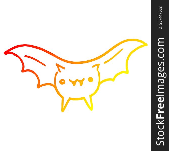 Warm Gradient Line Drawing Cartoon Bat