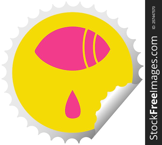 Circular Peeling Sticker Cartoon Crying Eye Looking To One Side