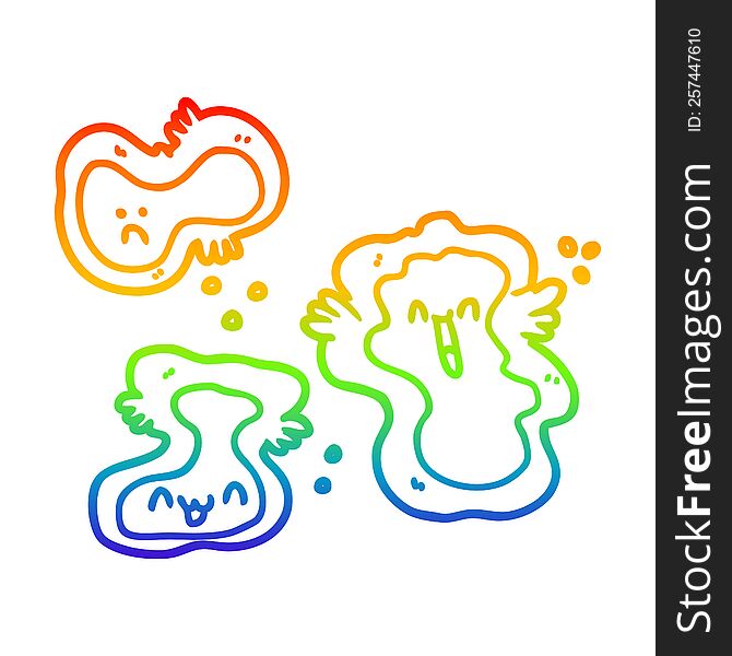 rainbow gradient line drawing of a cartoon cells