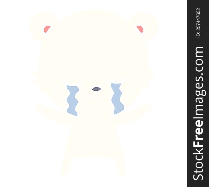 Crying Flat Color Style Cartoon Polarbear