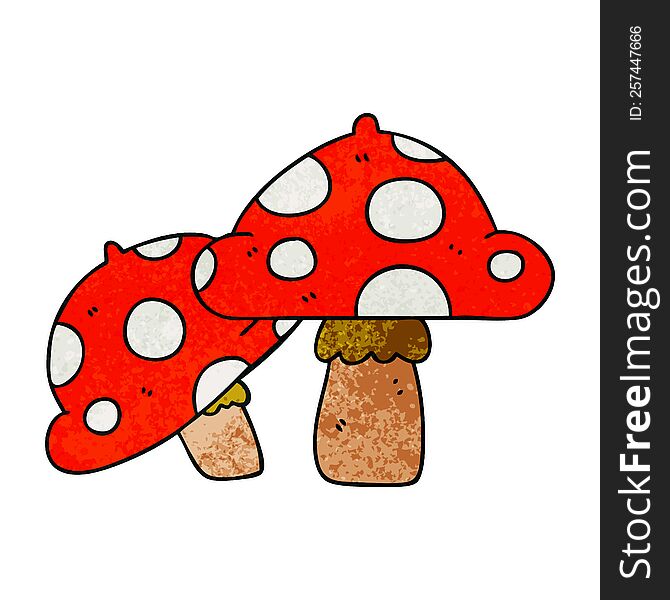Quirky Hand Drawn Cartoon Toadstools