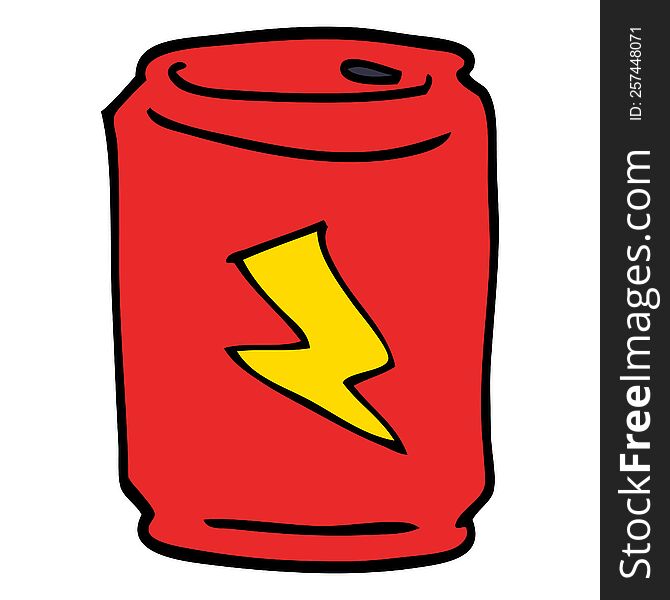 cartoon doodle of a can of energy drink