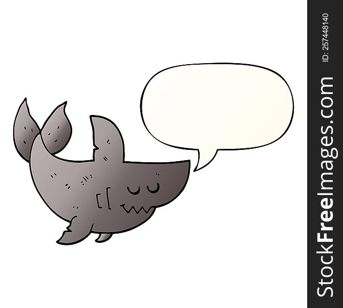 cartoon shark and speech bubble in smooth gradient style