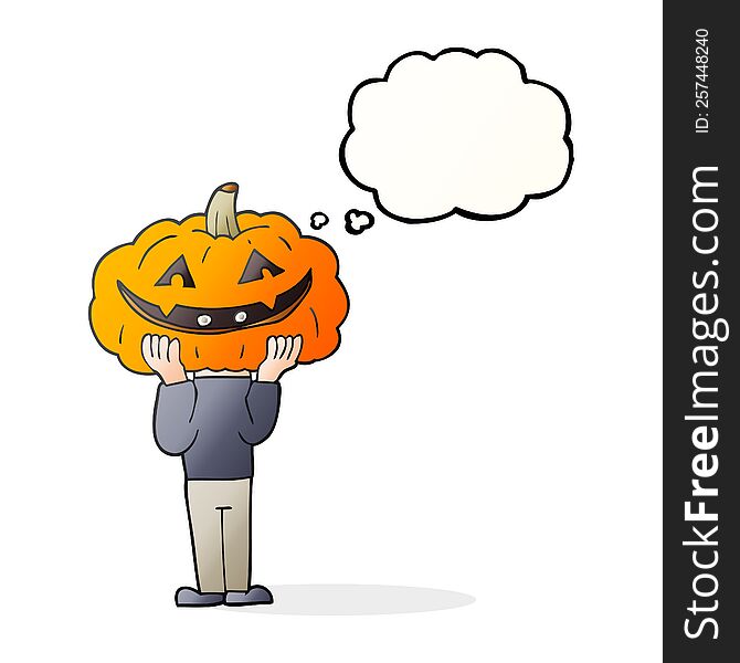 Thought Bubble Cartoon Pumpkin Head Halloween Costume