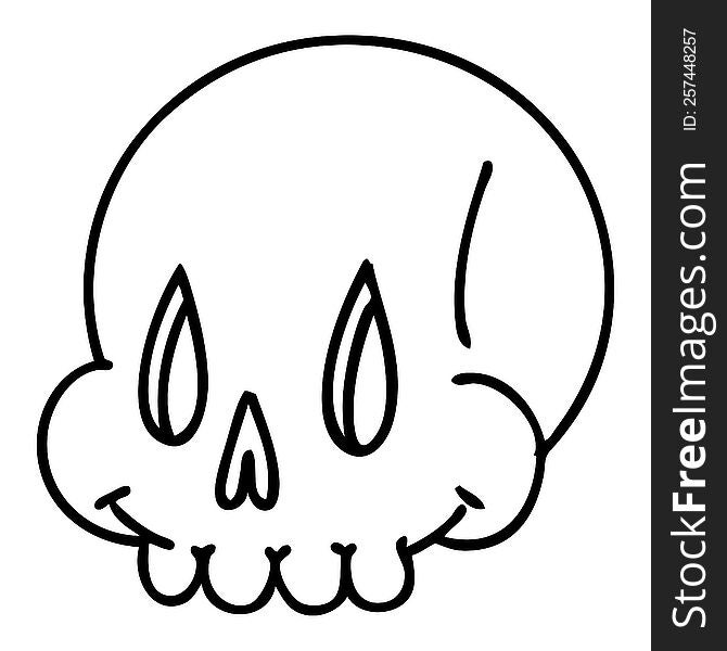 line doodle of a spooky skull. line doodle of a spooky skull