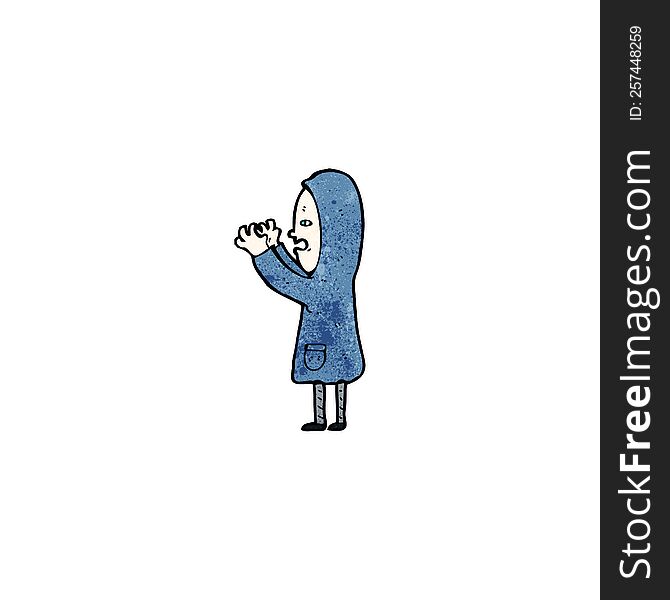 cartoon boy in coat reaching