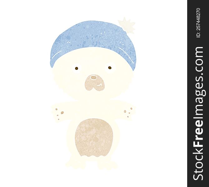 cartoon cute polar bear in hat