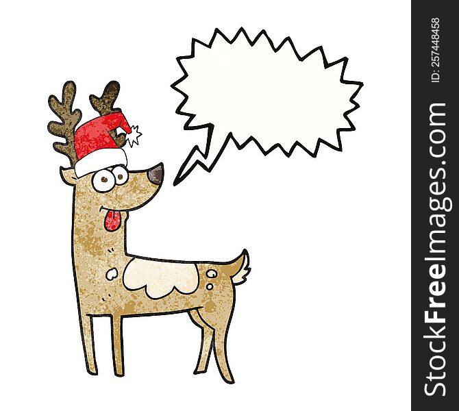 freehand speech bubble textured cartoon crazy reindeer