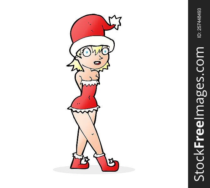 cartoon woman in christmas elf costume