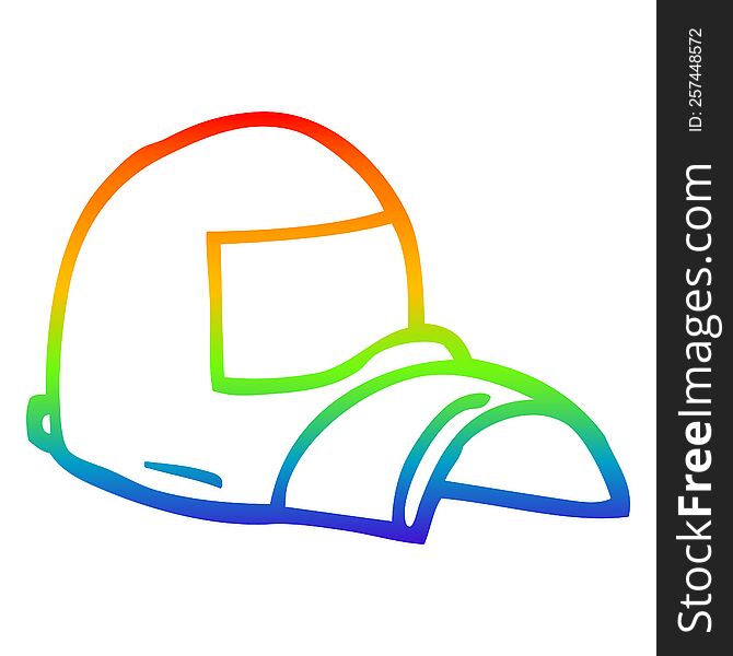 rainbow gradient line drawing cartoon baseball cap