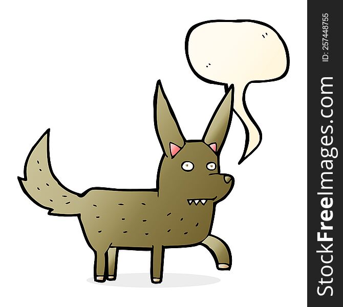 cartoon wild dog with speech bubble