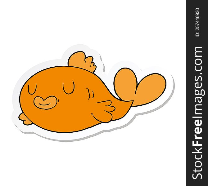 sticker of a happy cartoon fish