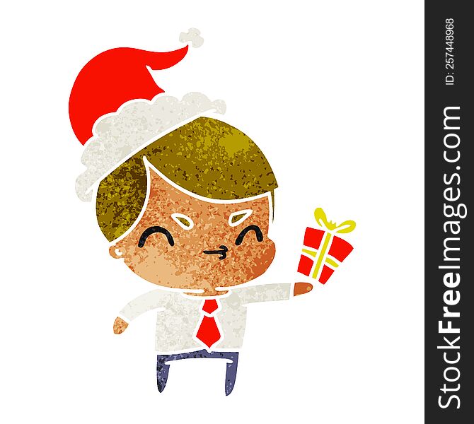 Christmas Retro Cartoon Of Kawaii Boy