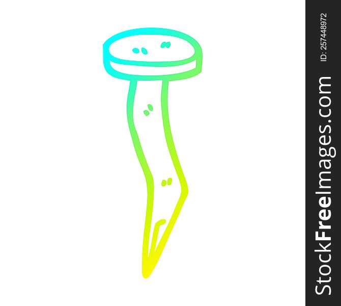 cold gradient line drawing of a cartoon brass nail