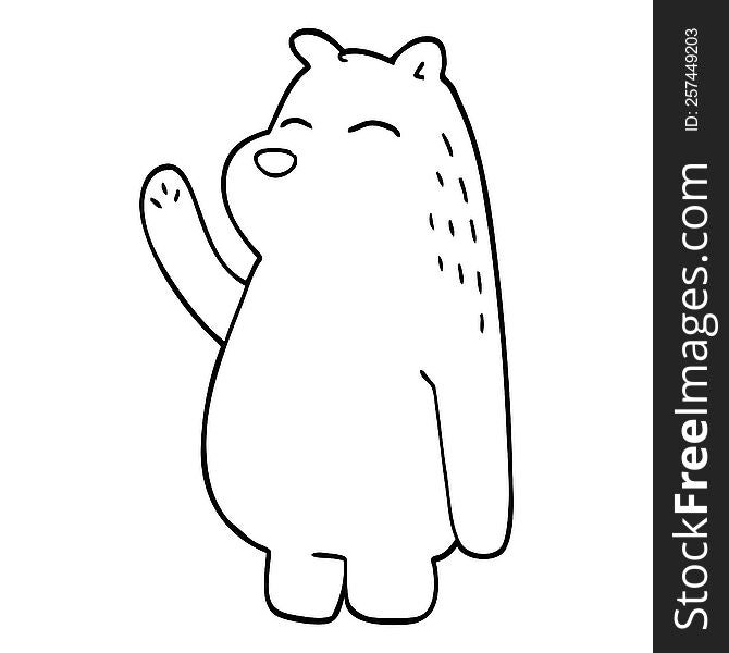 line drawing cartoon bear waving