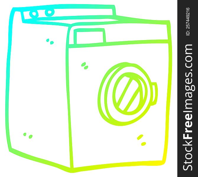 Cold Gradient Line Drawing Cartoon Washing Machine