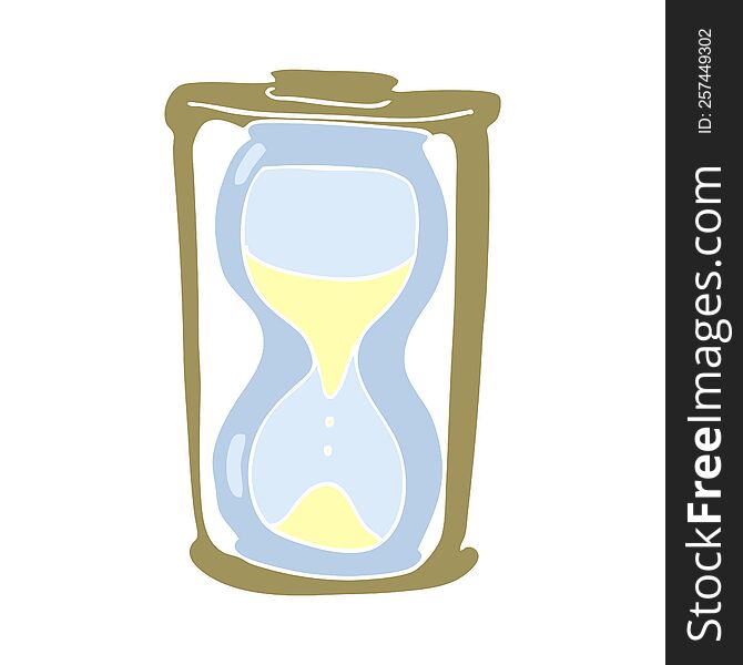 Flat Color Illustration Of A Cartoon Hourglass