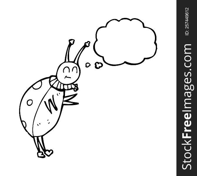 freehand drawn thought bubble cartoon ladybug