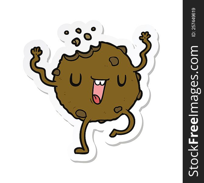 sticker of a cartoon dancing cookie