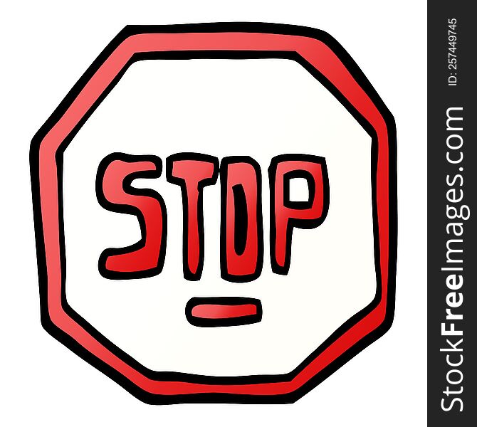 Vector Gradient Illustration Cartoon Stop Sign