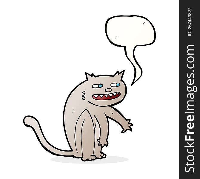 Cartoon Happy Cat With Speech Bubble