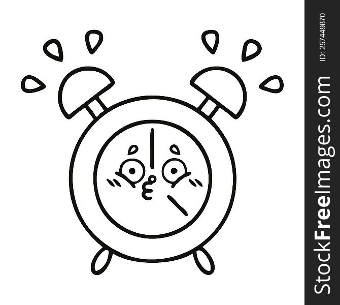 line drawing cartoon of a alarm clock