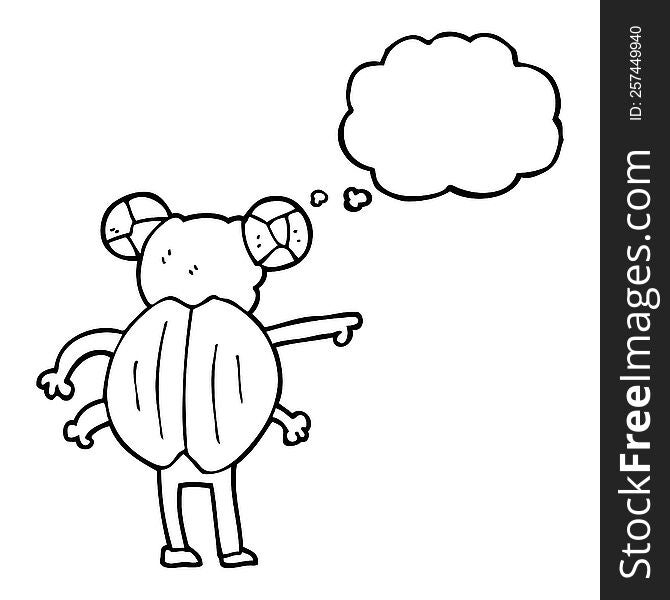 thought bubble cartoon pointing insect