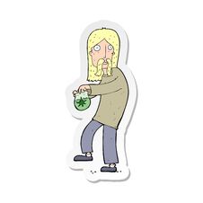 Free Sticker Of A Cartoon Hippie Man With Bag Of Weed Stock Photo - 257451410