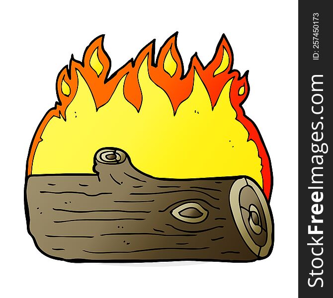 cartoon burning log