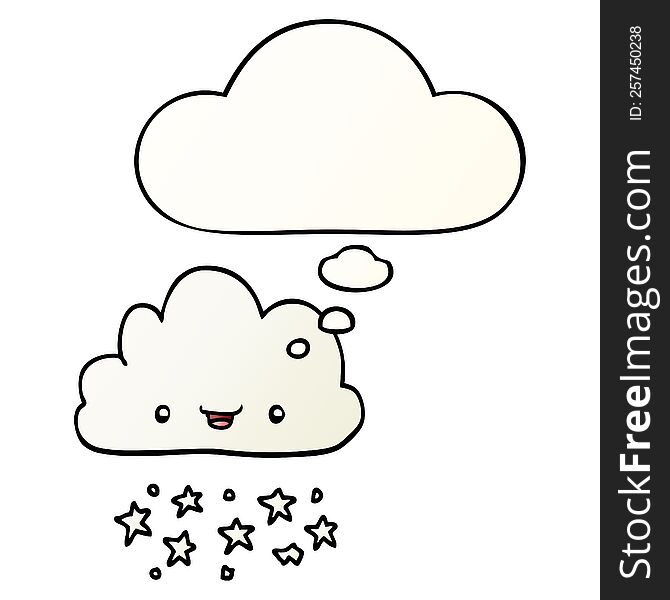 cartoon storm cloud with thought bubble in smooth gradient style