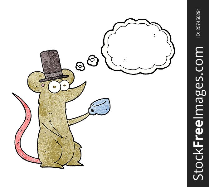 Thought Bubble Textured Cartoon Mouse With Cup And Top Hat