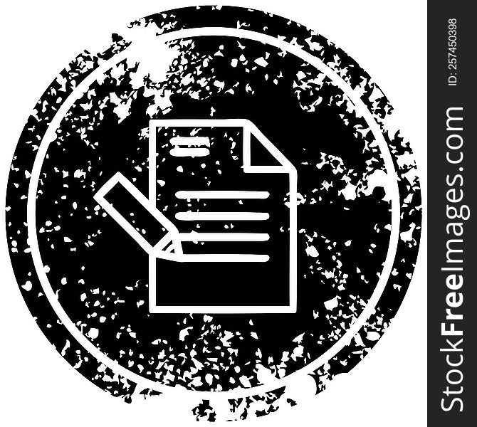 Writing Document Distressed Icon