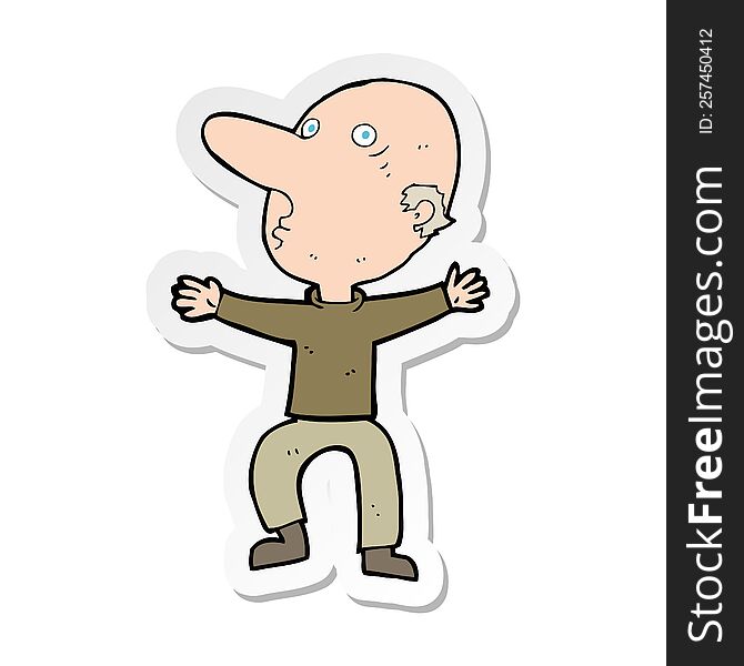 sticker of a cartoon worried middle aged man