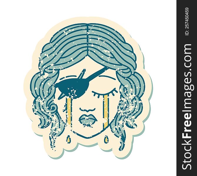 Crying Human Rogue Character Grunge Sticker